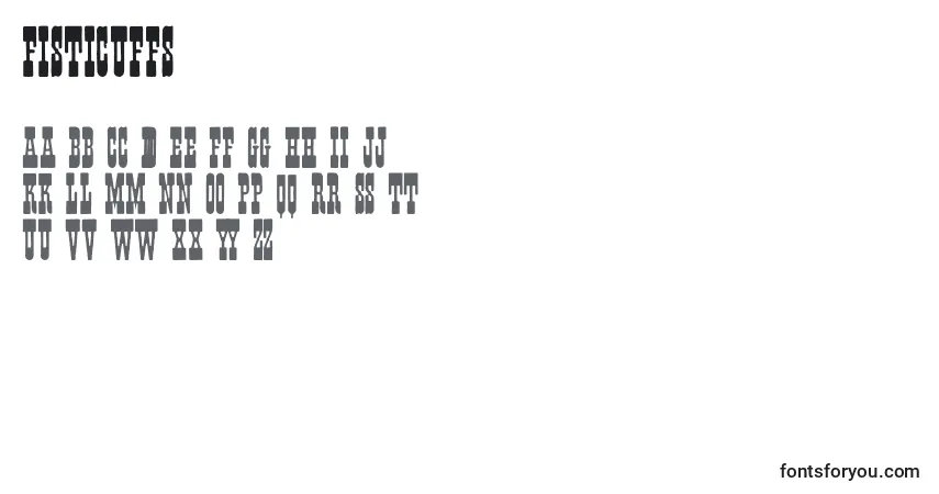 Schriftart Fisticuffs – Alphabet, Zahlen, spezielle Symbole