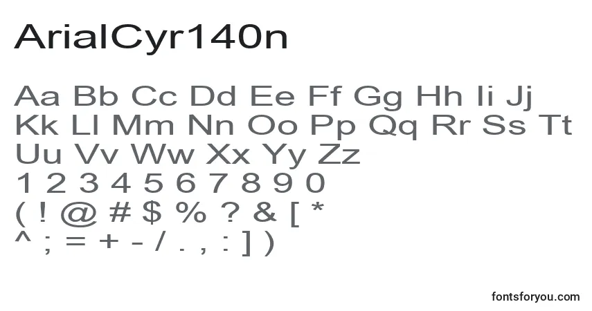A fonte ArialCyr140n – alfabeto, números, caracteres especiais