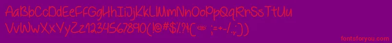 BehindBlueEyesTtf-Schriftart – Rote Schriften auf violettem Hintergrund