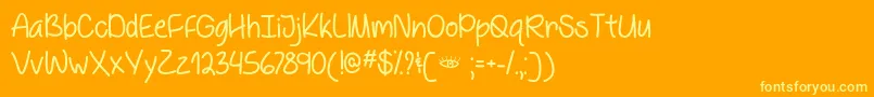BehindBlueEyesTtf-Schriftart – Gelbe Schriften auf orangefarbenem Hintergrund
