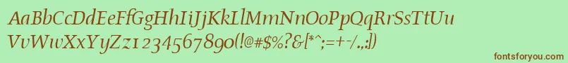 Fonte OldstyleItalic – fontes marrons em um fundo verde