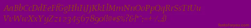 Police OldstyleItalic – polices brunes sur fond violet