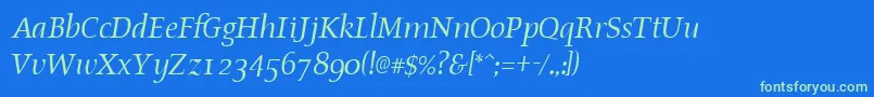 OldstyleItalic Font – Green Fonts on Blue Background