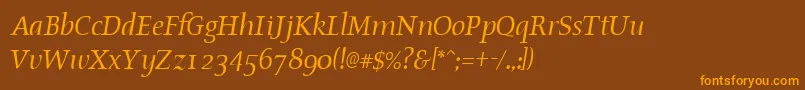 Police OldstyleItalic – polices orange sur fond brun