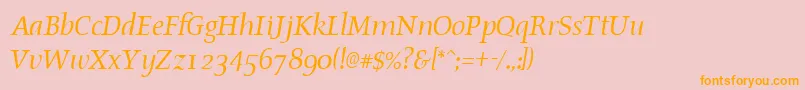 Fonte OldstyleItalic – fontes laranjas em um fundo rosa