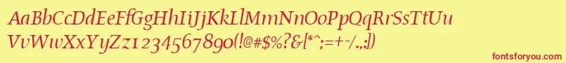 Police OldstyleItalic – polices rouges sur fond jaune