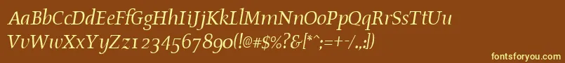 Шрифт OldstyleItalic – жёлтые шрифты на коричневом фоне