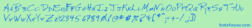 Lehn246 Font – Blue Fonts on Green Background