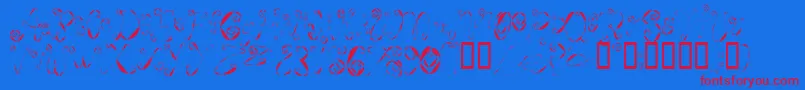 Czcionka Weeweecafe – czerwone czcionki na niebieskim tle