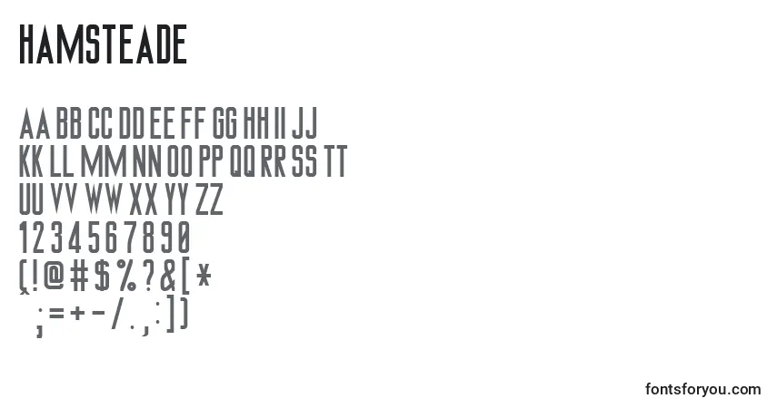 Schriftart Hamsteade – Alphabet, Zahlen, spezielle Symbole