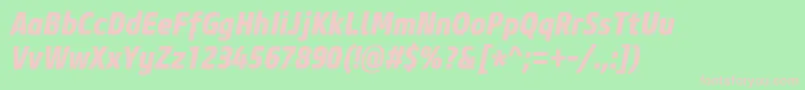 CoreSansM77CnExtraboldItalic Font – Pink Fonts on Green Background