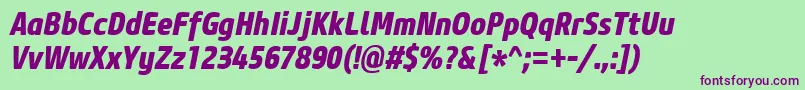 CoreSansM77CnExtraboldItalic Font – Purple Fonts on Green Background
