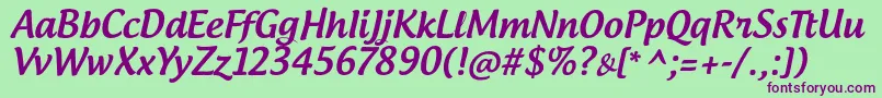 AndrogyneTb Font – Purple Fonts on Green Background