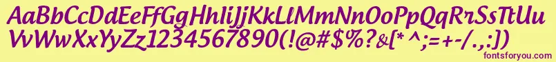 AndrogyneTb Font – Purple Fonts on Yellow Background