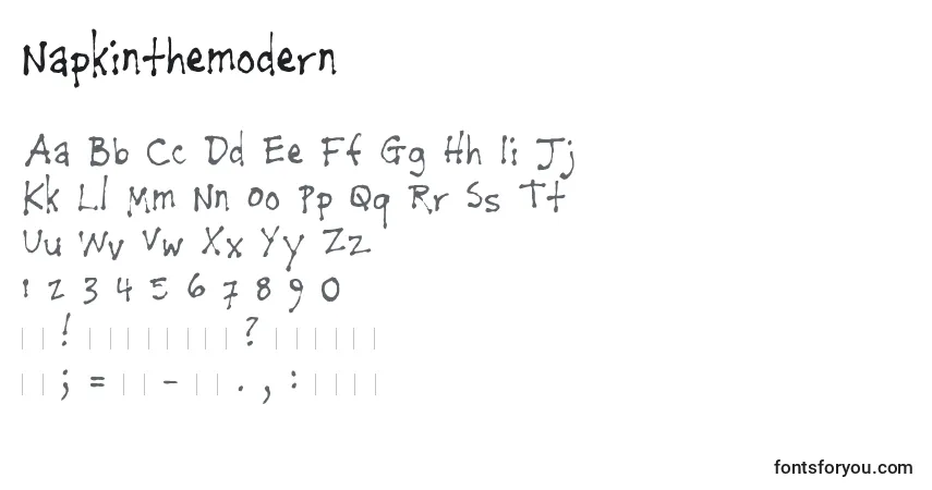 A fonte Napkinthemodern – alfabeto, números, caracteres especiais