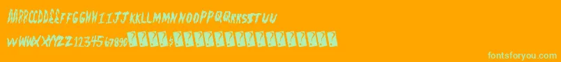 Fleshshop-Schriftart – Grüne Schriften auf orangefarbenem Hintergrund