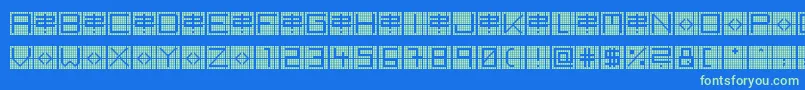 BackToHeavyCoatFatGroundGrid-Schriftart – Grüne Schriften auf blauem Hintergrund