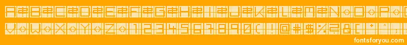 BackToHeavyCoatFatGroundGrid-Schriftart – Weiße Schriften auf orangefarbenem Hintergrund