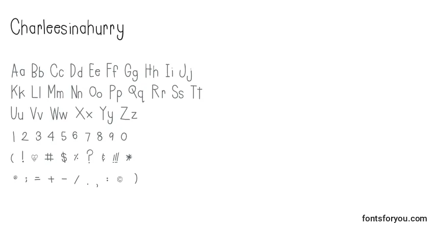 A fonte Charleesinahurry – alfabeto, números, caracteres especiais