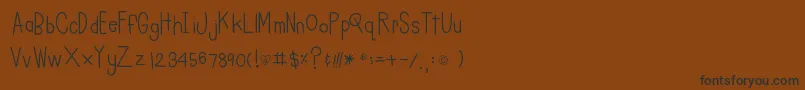 Weitere Informationen zur Charleesinahurry-Schriftart Charleesinahurry-Schriftart – Schwarze Schriften auf braunem Hintergrund