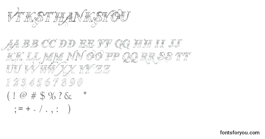 Schriftart VtksThanksYou – Alphabet, Zahlen, spezielle Symbole