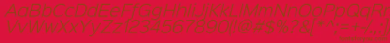 Sinkinsans300lightitalic Font – Brown Fonts on Red Background