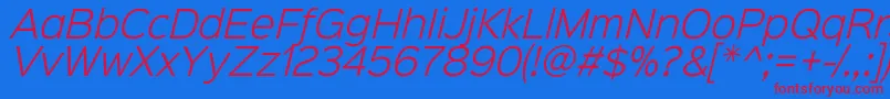 Sinkinsans300lightitalic Font – Red Fonts on Blue Background