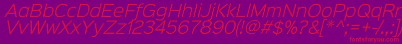 Sinkinsans300lightitalic Font – Red Fonts on Purple Background