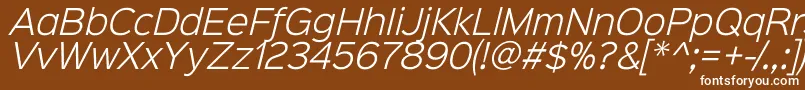 Czcionka Sinkinsans300lightitalic – białe czcionki na brązowym tle