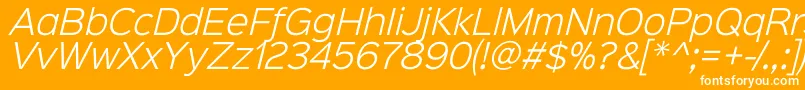 Sinkinsans300lightitalic-fontti – valkoiset fontit oranssilla taustalla