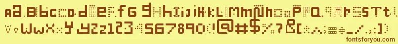 フォントManyMiles – 茶色の文字が黄色の背景にあります。