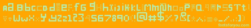 Fonte ManyMiles – fontes verdes em um fundo laranja