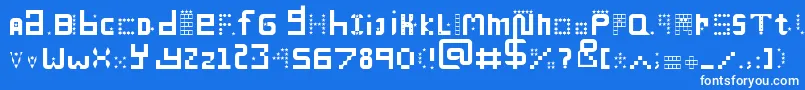 ManyMiles-Schriftart – Weiße Schriften auf blauem Hintergrund