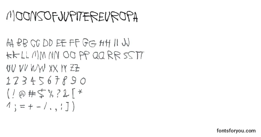 MoonsOfJupiterEuropa Font – alphabet, numbers, special characters