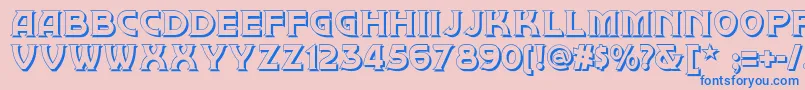 Fonte Brownwoodshadownf – fontes azuis em um fundo rosa