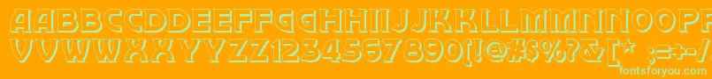 Brownwoodshadownf-Schriftart – Grüne Schriften auf orangefarbenem Hintergrund