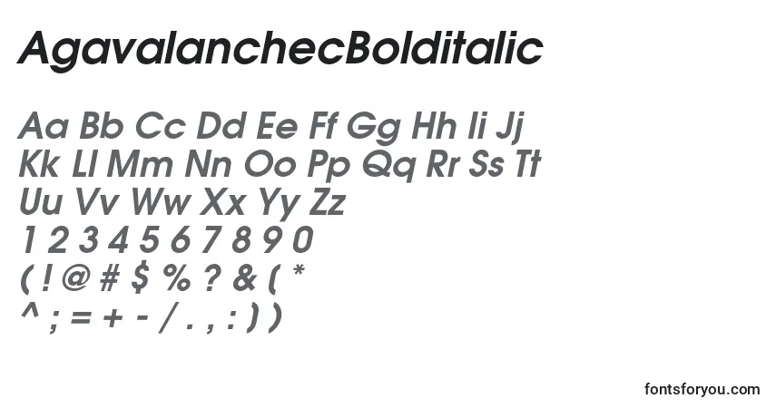 A fonte AgavalanchecBolditalic – alfabeto, números, caracteres especiais