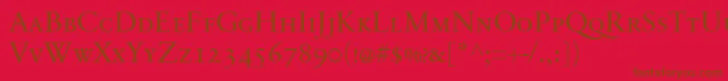 Шрифт SabonnextLtDisplaySmallCaps – коричневые шрифты на красном фоне