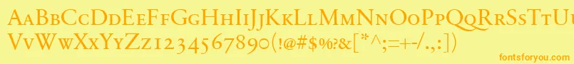 SabonnextLtDisplaySmallCaps Font – Orange Fonts on Yellow Background