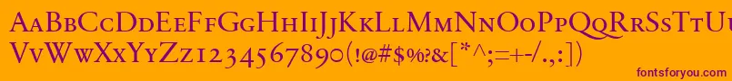 SabonnextLtDisplaySmallCaps Font – Purple Fonts on Orange Background