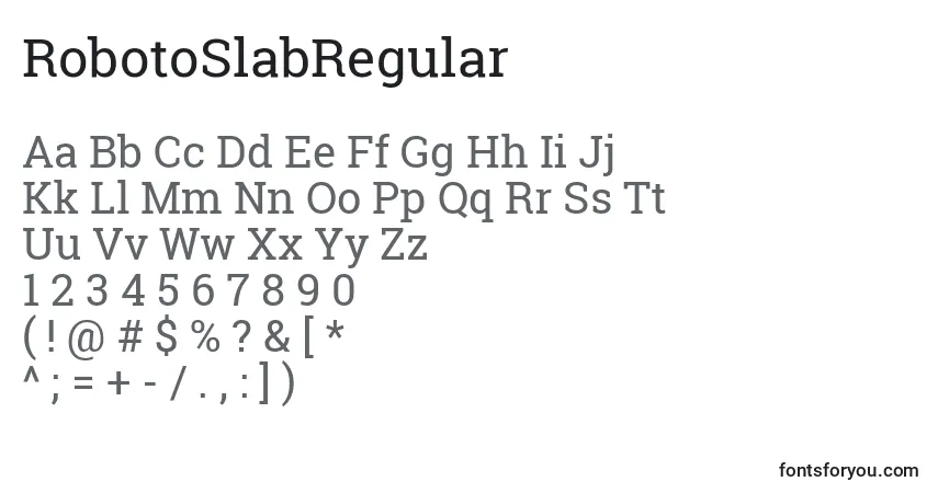 RobotoSlabRegularフォント–アルファベット、数字、特殊文字