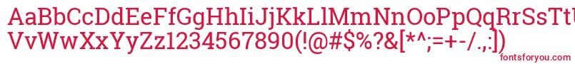 フォントRobotoSlabRegular – 白い背景に赤い文字