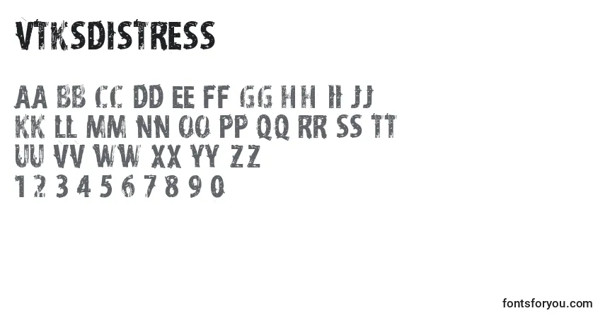 Schriftart Vtksdistress – Alphabet, Zahlen, spezielle Symbole