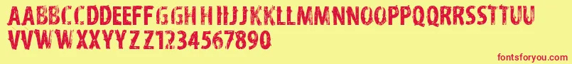 Vtksdistress Font – Red Fonts on Yellow Background