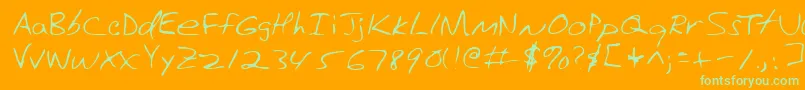 Lehn123-Schriftart – Grüne Schriften auf orangefarbenem Hintergrund