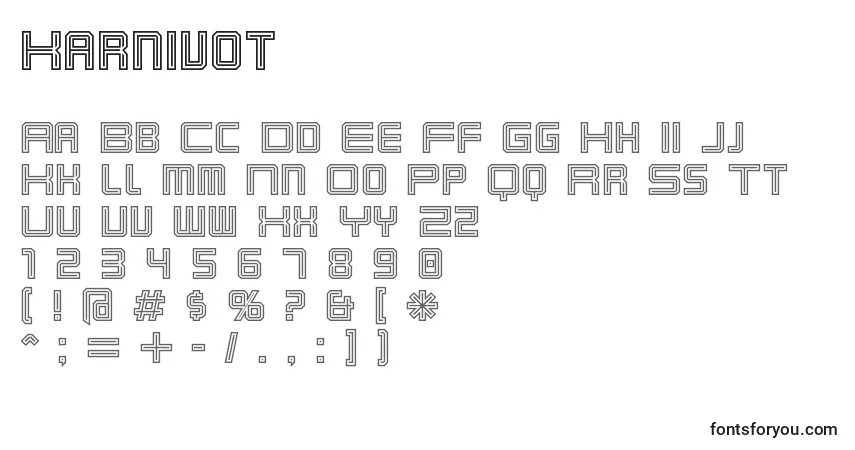 Karnivot-fontti – aakkoset, numerot, erikoismerkit