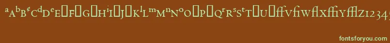フォントCentaurExpertMt – 緑色の文字が茶色の背景にあります。