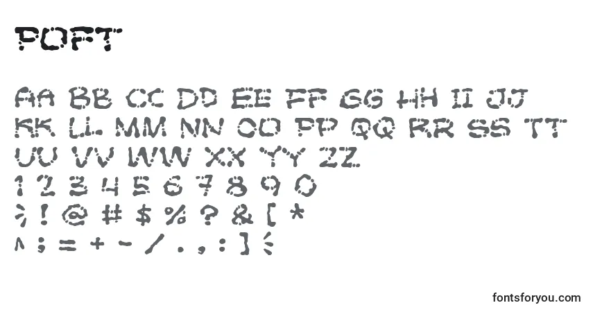 A fonte Poft – alfabeto, números, caracteres especiais