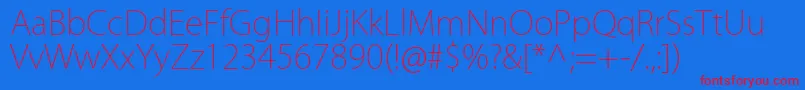 KozgoproExtralight Font – Red Fonts on Blue Background