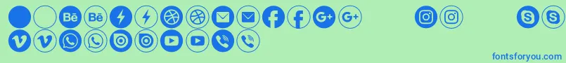 フォントTypeecon – 青い文字は緑の背景です。